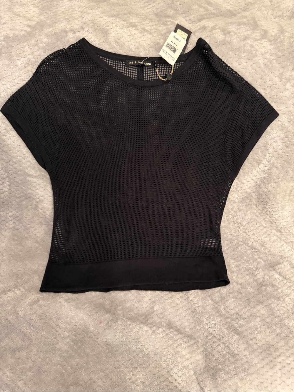 Rag & Bone Odette  Black Mesh Short Sleeve Top - New with tags